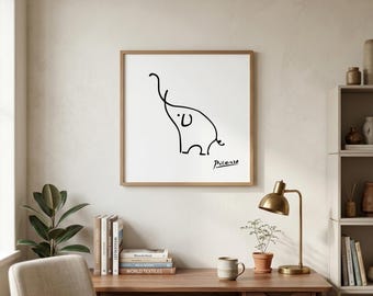 Elephant Print | Picasso Elephant Wall Art | Minimalist Modern Art | Animal Nursery Art | Abstract Wall Art | Digital Download