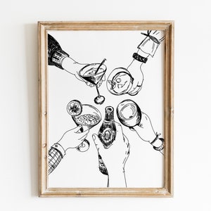 Cheers Print / Cheers Wall Art / Bar Cart Wall Decor / Cocktail Print / Bar Cart Print / Cocktail Bar Art / Bar Printables / Bar Sign Print