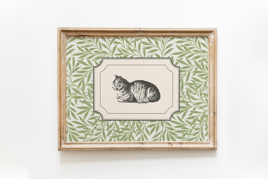 Vintage Cat Print / Cat Print Wall Art / Boho Cat Wall Art / Cat