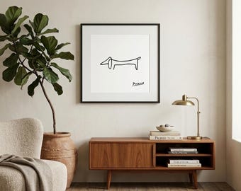 Picasso Dachshund Line Art Print: Minimalist Nursery Decor (Digital Download)