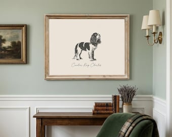 Cavalier King Charles Print | Vintage Dog Wall Art | Dog Lover Gift | Dog Mom Gift | Cavalier Spaniel Decor | Digital Download