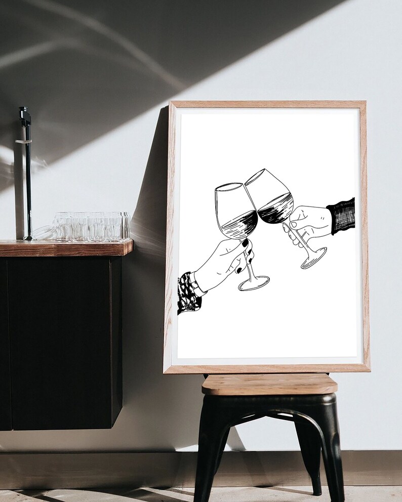 Cheers Print / Cheers Wall Art / Bar Cart Wall Decor / Etsy