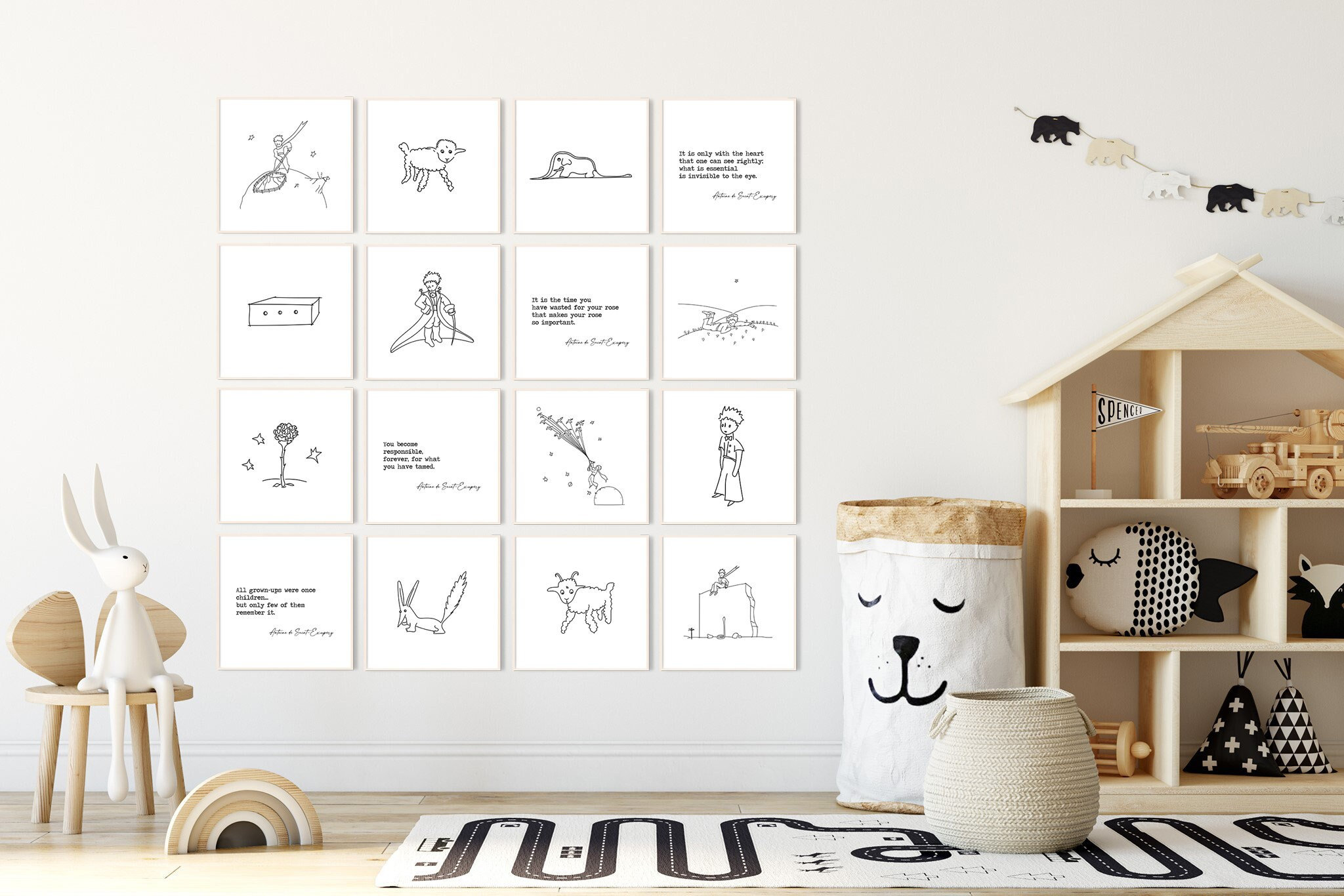 The Little Prince Prints - Set of 16: Minimalist Nursery Decor (digital ...