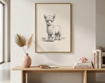Alpaca Print | Alpaca Wall Art | Alpaca Gift | Boho Animal Wall Art | Cute Animal Print | Nursery Animal Art | Digital Download