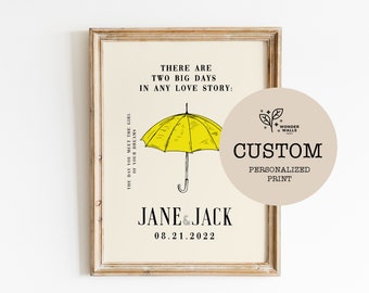 Wedding Personalized Gift | Valentine’s Day Gift | Custom Wedding Sign | Yellow Umbrella Print | Gift for her
