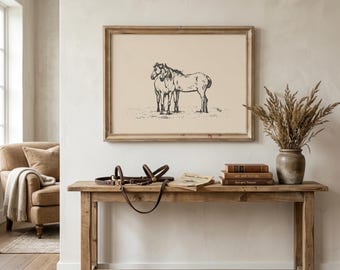 Horse Wall Art | Mare and Foal Print | Equestrian Home Decor | Digital Download