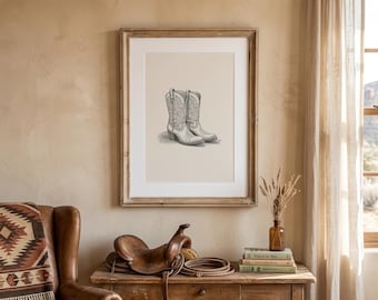 Cowboy Boots Print | Vintage Western Wall Art | Cowgirl Room Decor | Country Home Decor | Farmhouse Wall Art | Digital Download