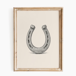 Horseshoe western print | Cowboy wall art | Vintage horseshoe drawing | Country style decor | Rustic western poster