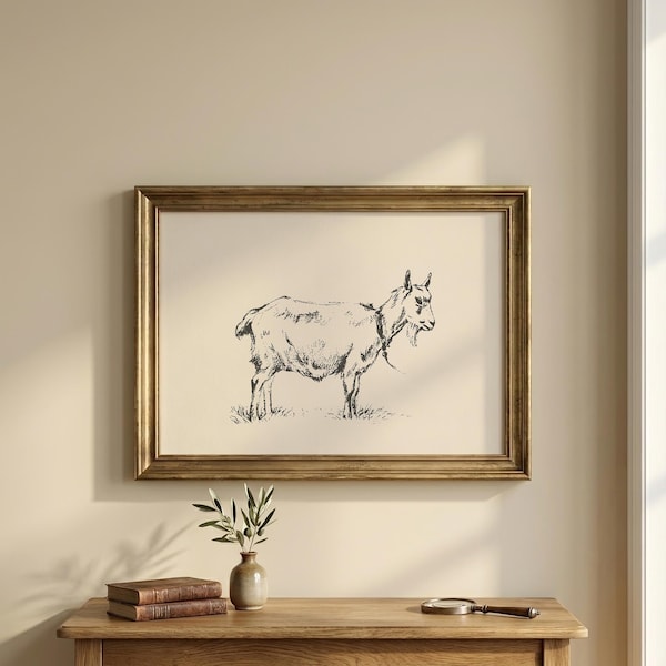 Impression de chèvre | Art mural ferme | Cadeau pour amoureux de chèvre | Art mural chèvre | Décoration Cottagecore | Imprimé animal de la ferme | Téléchargement numérique