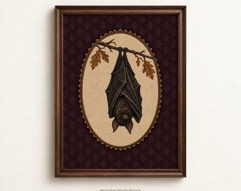 Bat Print | Burgundy Gothic Wall Art | Halloween Decor | Digital Download