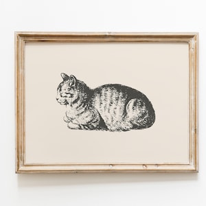 Vintage Cat Print / Cat Print Wall Art / Boho Cat Wall Art / Cat Printable Poster / Animal Boho Print / Catlover Gift / Antique Cat Print image 1