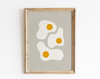 Boho Kitchen Print / Eggs Print / Food Illustration Print / Abstract Kitchen Print / Abstract Kitchen Art / Boho Kitchen Decor