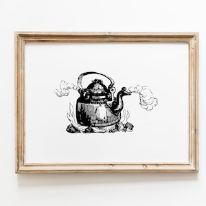 Kettle Print / Kettle Wall Art / Tea Print / Food Print / Kitchen Print / Vintage Kitchen Print / Kitchen Wall Art / Abstract Kitchen Print