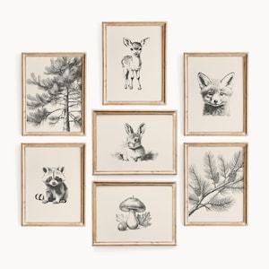 Woodland Nursery Wall Art | Animal Nursery Print | Forest Nursery Decor | Neutral Nursery Art | Baby Shower Gift | Digital Download