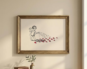 Valentines Day Wall Art | Cupid Print | Romantic Wall Art | Valentine Gift for Her | Bedroom Wall Art | Love Print | Digital Download