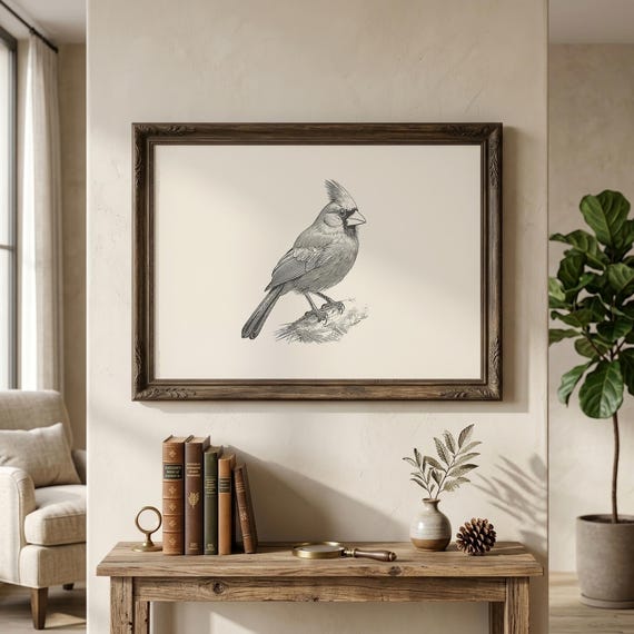 Cardinal Wall Art | Cardinal Bird Print | Bird Wall Art | Vintage Bird Print | Bird Lover Gift | Nature Wall Art | Digital Download