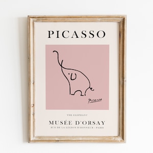 Picasso Exhibition Print / The Elephant Picasso  Print / Animal Line Art Print / Picasso Animal Drawing / One Line Elephant Print