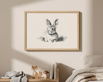 Bunny Nursery Print | Rabbit Nursery Decor | Nursery Wall Art | Baby Shower Gift | Woodland Nursery | Kids Room Decor | Digital Download
