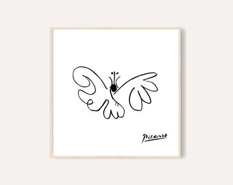 Picasso Butterfly Line Drawing: Minimalist Animal Sketch (Digital Download)