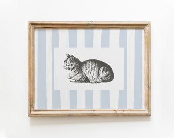 Vintage Cat Print | Cat Print Wall Art | Boho Cat Wall Art | Cat Printable Poster | Animal Boho Print | Catlover Gift | Antique Cat Print
