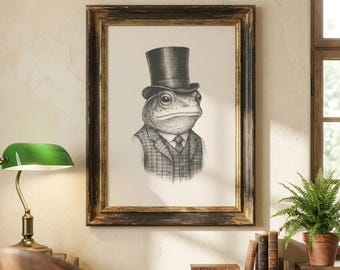 Frog Wall Art | Victorian Frog Print | Cottagecore Frog Art | Dark Academia Decor | Frog Lover Gift | Whimsical Wall Art | Digital Download