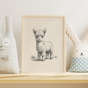 Alpaca Print | Alpaca Wall Art | Alpaca Gift | Boho Animal Wall Art | Cute Animal Print | Nursery Animal Art | Digital Download image 3