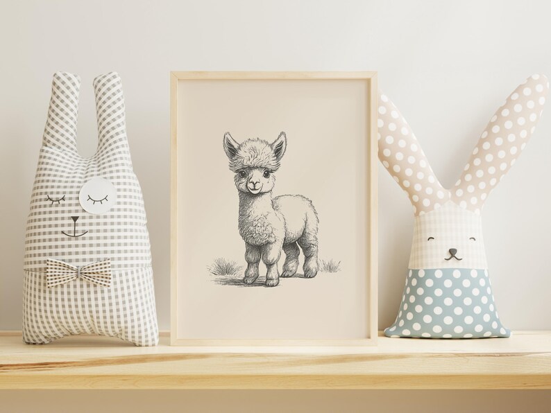 Alpaca Print | Alpaca Wall Art | Alpaca Gift | Boho Animal Wall Art | Cute Animal Print | Nursery Animal Art | Digital Download image 3