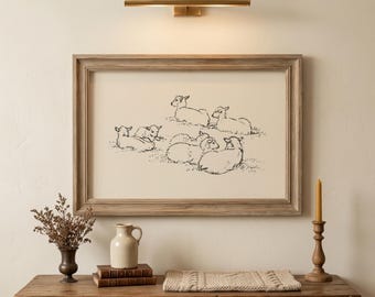 Vintage Sheep Print: Antique Lamb Drawing, Farmhouse Wall Art (Digital Download)