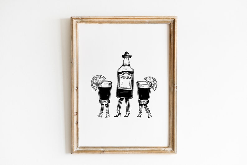 Tequila Print / Tequila Shots Print / Tequila Shot Glasses Etsy