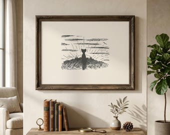 Cat Wall Art | Black Cat Print | Cat Lover Gift | Minimalist Wall Art | Animal Print | Cat Gift for Her | Digital Download