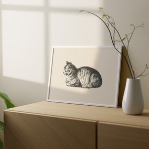 Vintage Cat Print / Cat Print Wall Art / Boho Cat Wall Art / Cat Printable Poster / Animal Boho Print / Catlover Gift / Antique Cat Print image 6