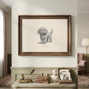 Cavapoo-muurkunst | Cavapoo-afdruk | Cavapoo-cadeau | Doodle hondenkunst | Muurkunst hondenras | Cavoodle-print | Cadeau hondeneigenaar | Digitale download