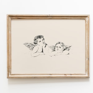 Two Cupids print | Vintage Cupid print | Antique Cupid drawing | Angel print | Love art