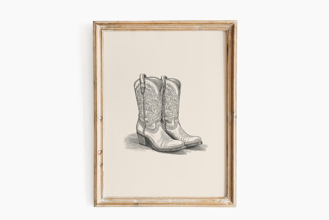 Vintage Cowboy Boots Print: Rustic Western Wall Art (digital Download ...