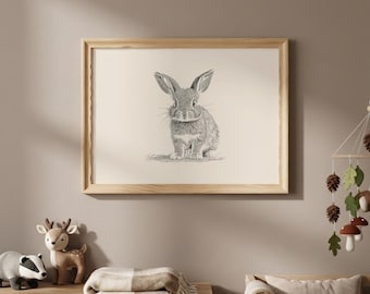 Bunny Nursery Print | Rabbit Nursery Wall Art | Woodland Nursery Decor | Cottagecore Nursery | Easter Bunny Print | Digital Download