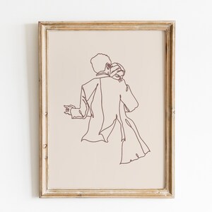 Boho Couple Line Art Print: Romantic Dancing Couple (Digital Download)