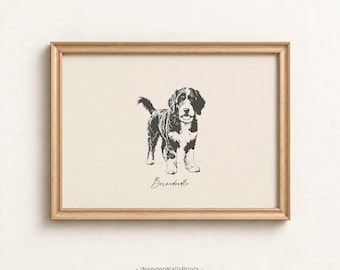 Bernedoodle Wall Art | Vintage Doodle Dog Print | Bernedoodle Lover Gift | Digital Download