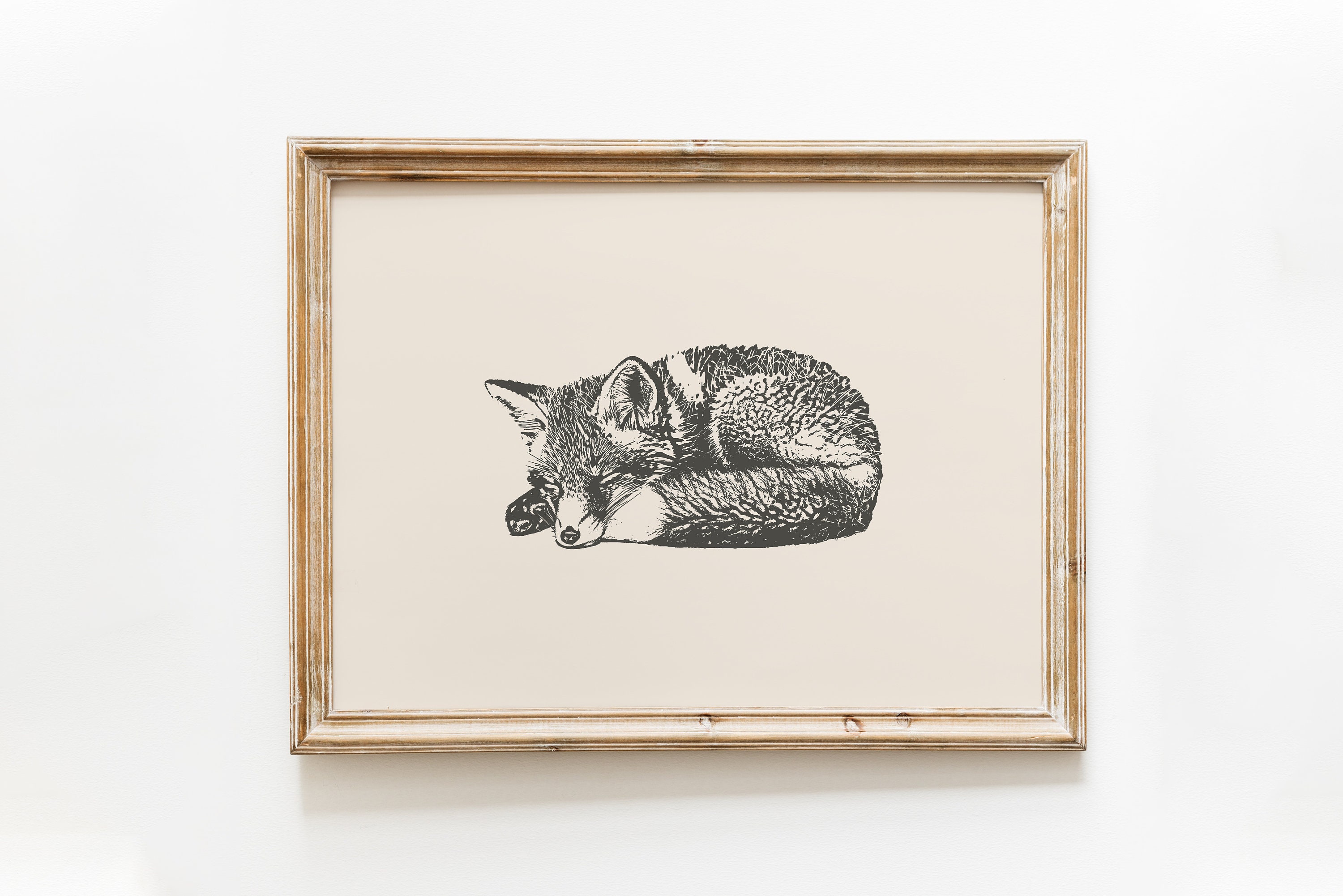 Sleeping Fox Vintage Drawing: Animal Nursery Art (Digital Download)