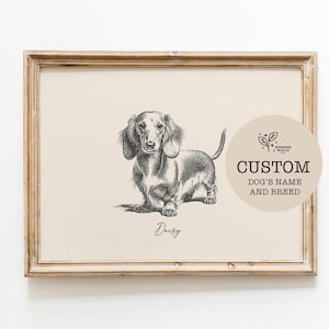 Impression vintage de chien personnalisée | Impression de chien personnalisée | Dessin de chien | Impression de ferme | Art mural campagne | Cadeau pour amoureux des chiens