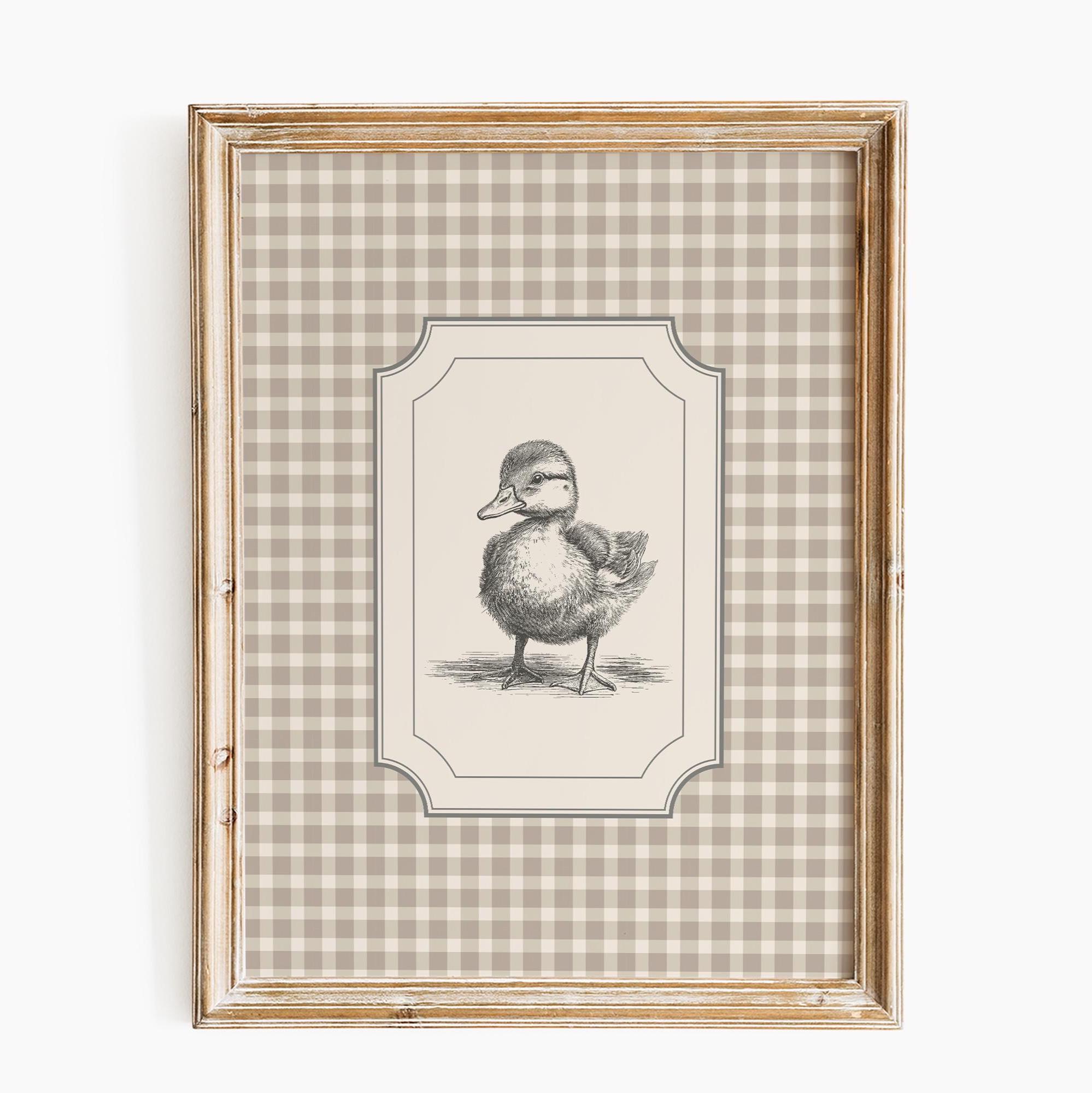 Duck Nursery Print | Vintage Baby Duckling Wall Art | Gingham Nursery ...