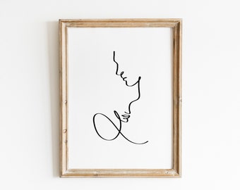 Couple One Line Drawing Print / Abstract Couple Line Art / Man and Woman Fine Line Art / Romantic Wall Art / Love Line Wall Art Print