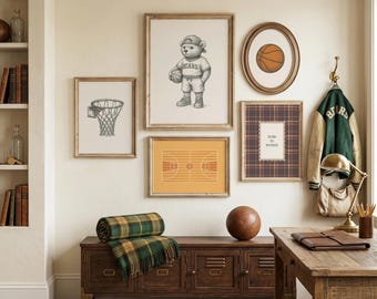 Art mural de basket-ball | Ensemble d'imprimés pour chambre de garçon | Décoration sport pour chambre d'enfant | Décoration de chambre à coucher de basket-ball | Téléchargement numérique