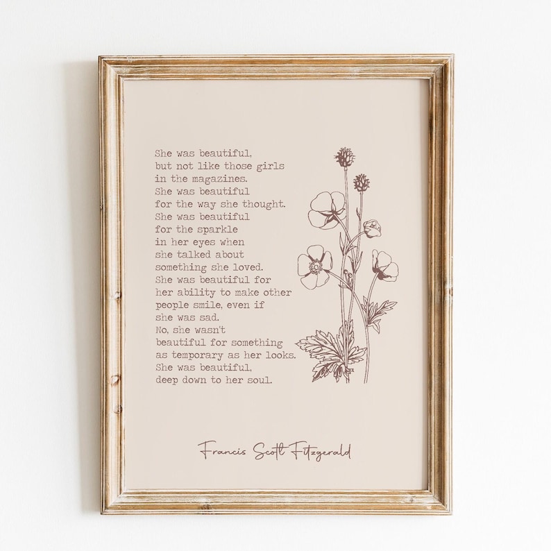 Fitzgerald Quote Print | Literary Wall Art | Book Lover Gift | Gallery Wall Art | Gift for Her | Inspirational Wall Art | Digital Download image 2
