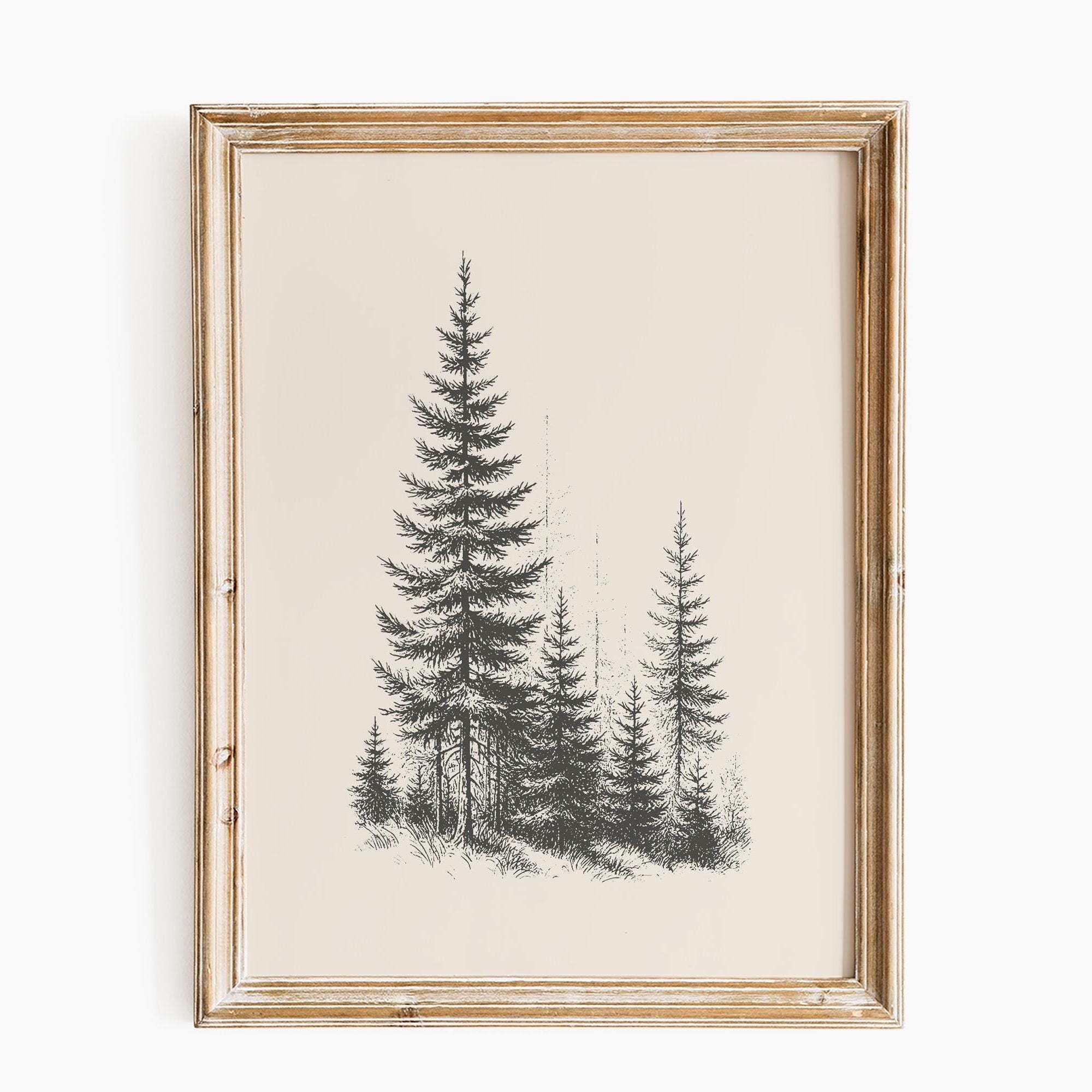 Forest Wall Art | Pine Tree Print | Cottagecore Home Decor | Winter ...