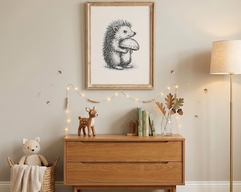 Hedgehog Nursery Print | Woodland Nursery Wall Art | Hedgehog Wall Art | Woodland Animal Print | Baby Shower Gift | Digital Download