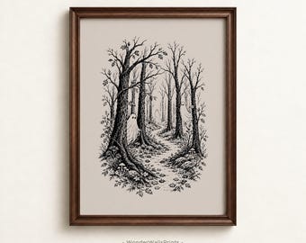Spooky Forest Art | Haunted Woods with Ghosts | Vintage Halloween Print | Digital Download