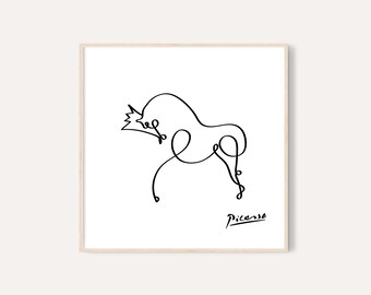 Picasso Horse Line Art Print: Minimalist Animal Sketch (Digital Download)