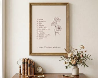To Travel Is to Live Print | Hans Christian Andersen Quote | Travel Quote Art | Wanderlust Poster | Travel Lover Gift | Digital Download