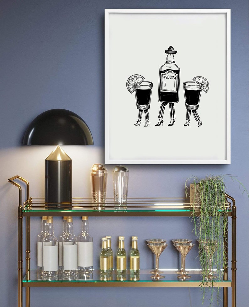 Tequila Print / Tequila Shots Print / Tequila Shot Glasses Etsy