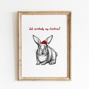 Christmas Print / Christmas Wall Decor / Rabbit Print / Christmas Nursery Print / Minimalist Christmas Print / Rabbit Nursery Print